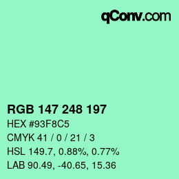 颜色代码: RGB 147 248 197 | qconv.com