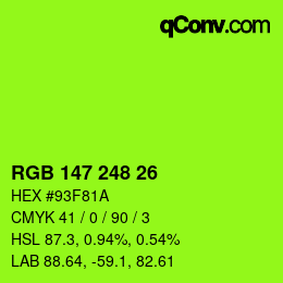 Color code: RGB 147 248 26 | qconv.com