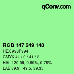 Color code: RGB 147 249 148 | qconv.com