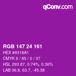 カラーコード: RGB 147 24 161 | qconv.com