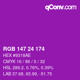 カラーコード: RGB 147 24 174 | qconv.com