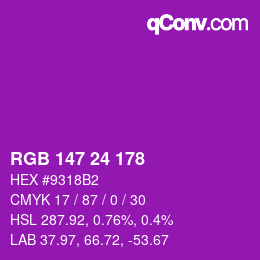 カラーコード: RGB 147 24 178 | qconv.com