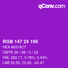 Color code: RGB 147 24 199 | qconv.com