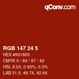 Color code: RGB 147 24 5 | qconv.com