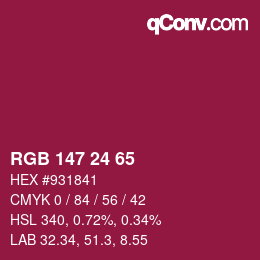 カラーコード: RGB 147 24 65 | qconv.com