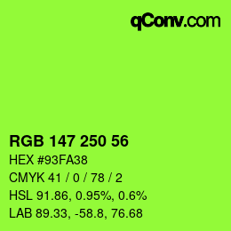 Color code: RGB 147 250 56 | qconv.com