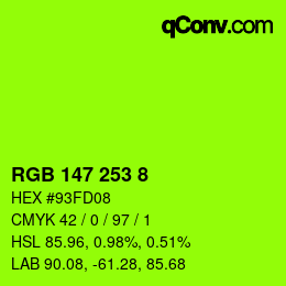 颜色代码: RGB 147 253 8 | qconv.com