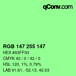 Color code: RGB 147 255 147 | qconv.com