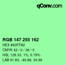 Color code: RGB 147 255 162 | qconv.com