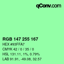 Color code: RGB 147 255 167 | qconv.com