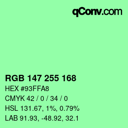 Color code: RGB 147 255 168 | qconv.com