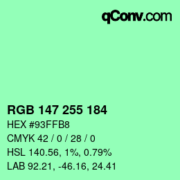 Color code: RGB 147 255 184 | qconv.com