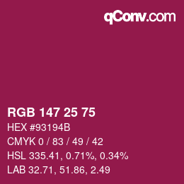 Color code: RGB 147 25 75 | qconv.com