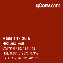Color code: RGB 147 26 5 | qconv.com