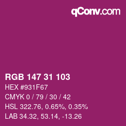 Color code: RGB 147 31 103 | qconv.com