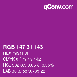 Color code: RGB 147 31 143 | qconv.com