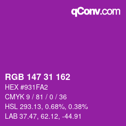 Color code: RGB 147 31 162 | qconv.com