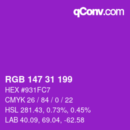 Color code: RGB 147 31 199 | qconv.com