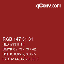 Color code: RGB 147 31 31 | qconv.com