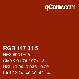 Color code: RGB 147 31 5 | qconv.com