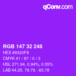 Color code: RGB 147 32 248 | qconv.com