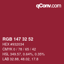 Color code: RGB 147 32 52 | qconv.com