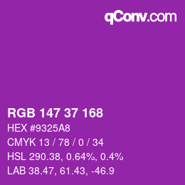 カラーコード: RGB 147 37 168 | qconv.com