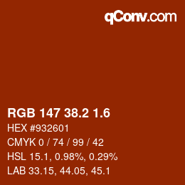 カラーコード: RGB 147 38.2 1.6 | qconv.com