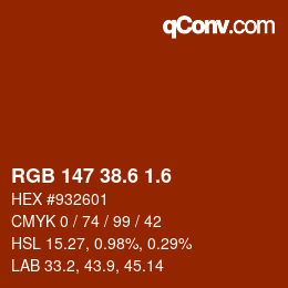 カラーコード: RGB 147 38.6 1.6 | qconv.com
