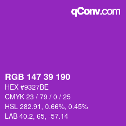 Color code: RGB 147 39 190 | qconv.com