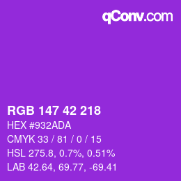 Color code: RGB 147 42 218 | qconv.com