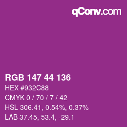 Color code: RGB 147 44 136 | qconv.com