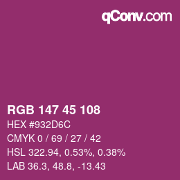 Color code: RGB 147 45 108 | qconv.com