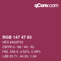 Color code: RGB 147 47 83 | qconv.com