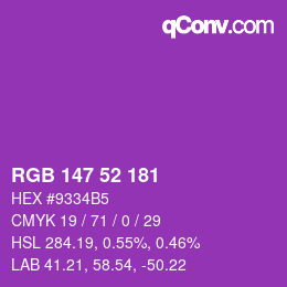 Color code: RGB 147 52 181 | qconv.com