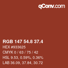 カラーコード: RGB 147 54.8 37.4 | qconv.com