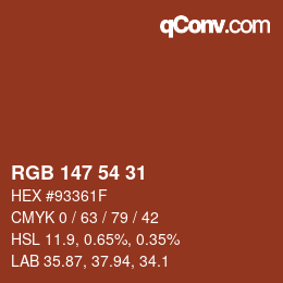 Color code: RGB 147 54 31 | qconv.com