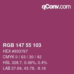 Color code: RGB 147 55 103 | qconv.com