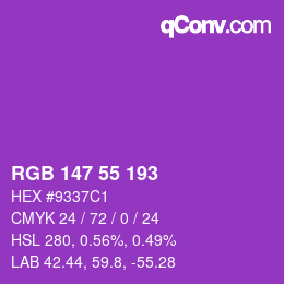颜色代码: RGB 147 55 193 | qconv.com
