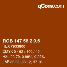 カラーコード: RGB 147 56.2 0.6 | qconv.com
