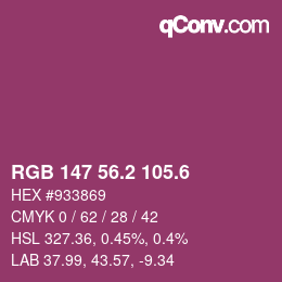 カラーコード: RGB 147 56.2 105.6 | qconv.com