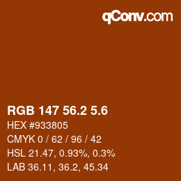カラーコード: RGB 147 56.2 5.6 | qconv.com