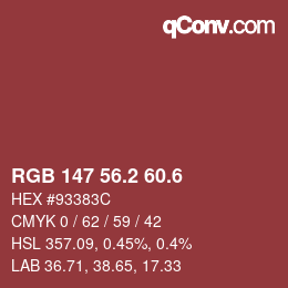 カラーコード: RGB 147 56.2 60.6 | qconv.com