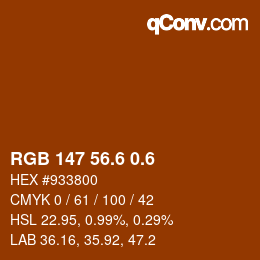 カラーコード: RGB 147 56.6 0.6 | qconv.com