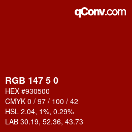カラーコード: RGB 147 5 0 | qconv.com