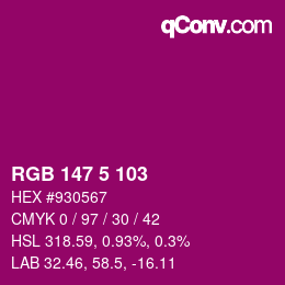 カラーコード: RGB 147 5 103 | qconv.com
