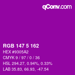 Color code: RGB 147 5 162 | qconv.com