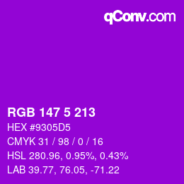 Color code: RGB 147 5 213 | qconv.com