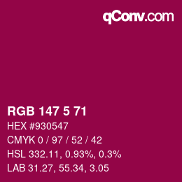Color code: RGB 147 5 71 | qconv.com