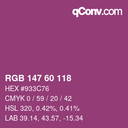 カラーコード: RGB 147 60 118 | qconv.com